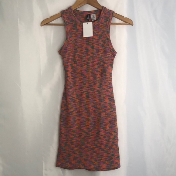 H&M DIVIDED Multi Color Knit Mini Dress Size XXS - Picture 1 of 9